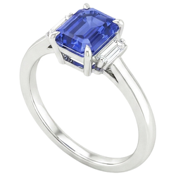 Natural Sapphire Ring 4ct - White Gold 14K