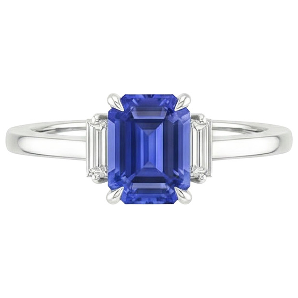 natural emerald sapphire 4ct ring profile view