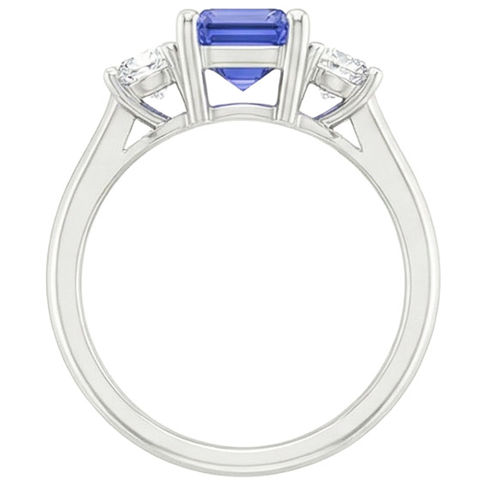 Three Stones Ring Emerald Sri Lankan Sapphire & Natural Earth Mined Diamond ( Not Lab Grown )s 3.50 Carats