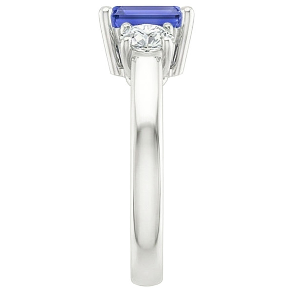 Three Stones Ring Emerald Sri Lankan Sapphire & Natural Earth Mined Diamond ( Not Lab Grown )s 3.50 Carats