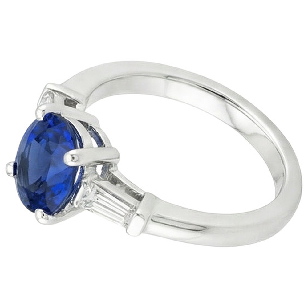 natural oval sapphire 3ct ring top view