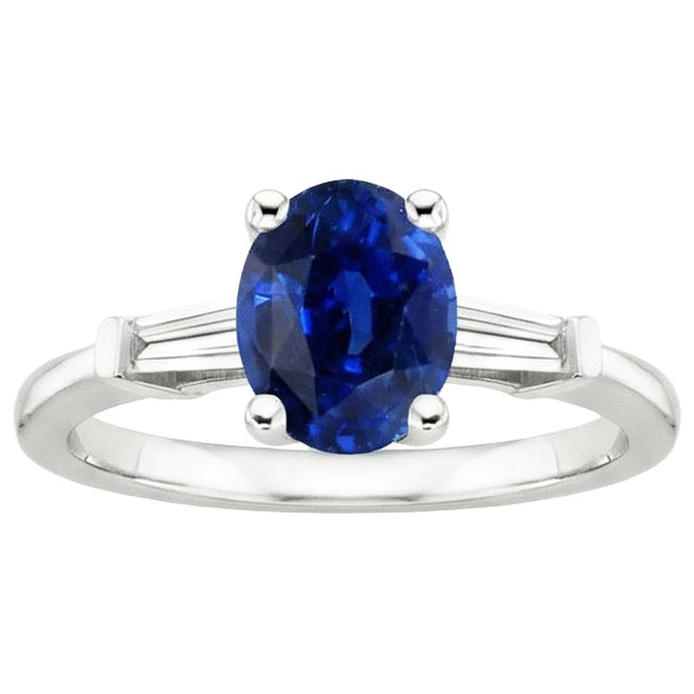 natural oval sapphire 3ct ring profile view