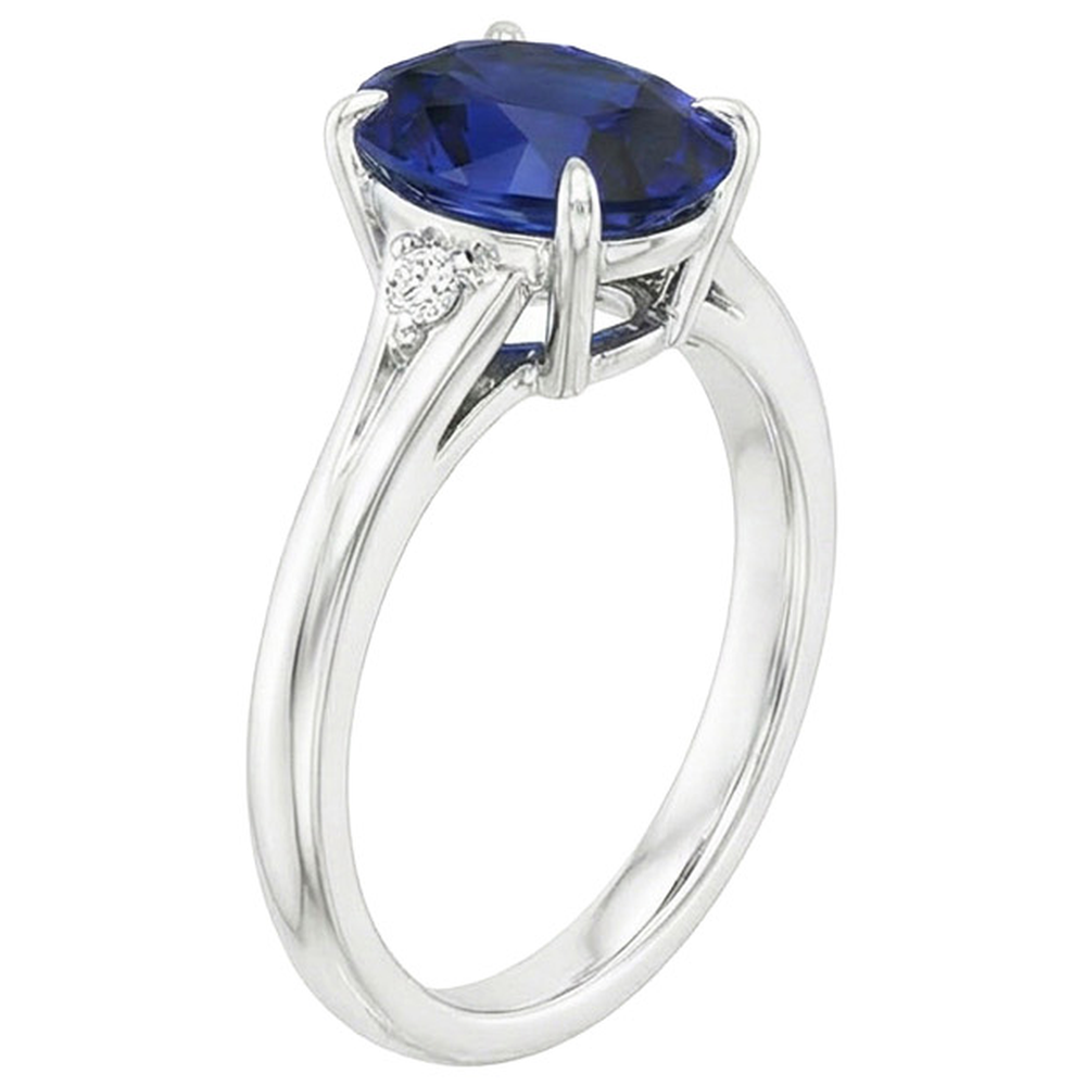 natural round sapphire 2.75ct ring profile view