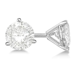 Three Prong Set Round Cut 3.50 Ct Genuine Diamonds Studs Earring White Gold