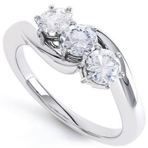 Three Stone 2.25 Carats Round Cut Genuine Diamond Wedding Ring