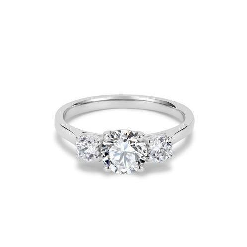 Three Stone 2.70 Ct Round Genuine  Diamond Anniversary Ring White Gold 14K