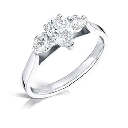 Three Stone 2.75 Carats Real Natural Earth Mined Diamonds Engagement Ring White Gold 14K