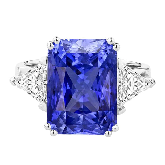 Three Stone 6 Carat Sapphire Engagement Ring