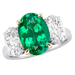 Fine Colored Stone Ring with Anniversary Band Emerald – 4 ct