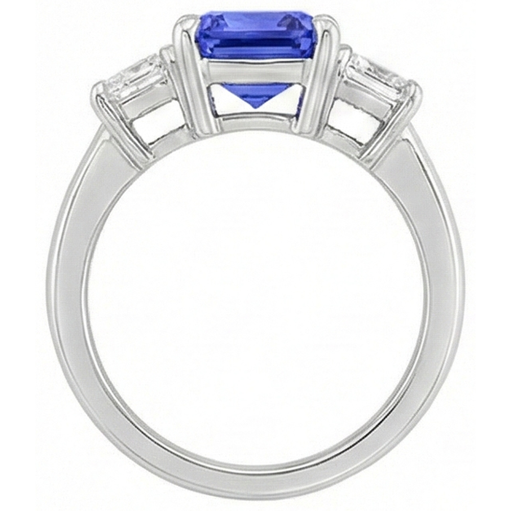 natural radiant sapphire 3ct ring top view