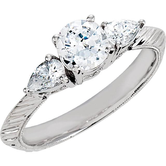 Three Stone Genuine Diamond 2.01 Carat Engagement Ring White Gold 14K Jewelry