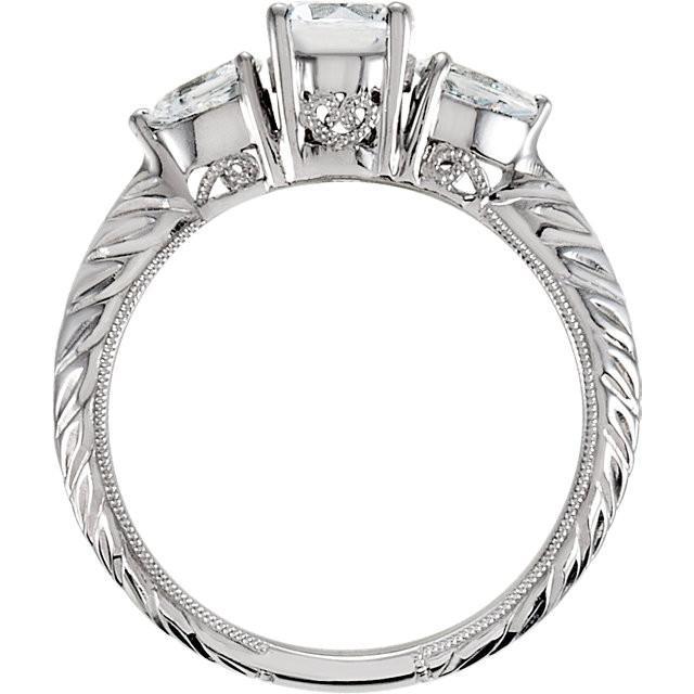 Three Stone Genuine Diamond 2.01 Carat Engagement Ring White Gold 14K Jewelry