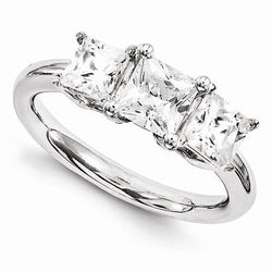 Three Stone Genuine Diamond Engagement Ring 4 Carats White Gold 14K