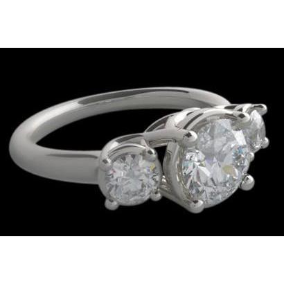 Three Stone Genuine Diamond Lucida 2.50 Carat Engagement Ring White Gold
