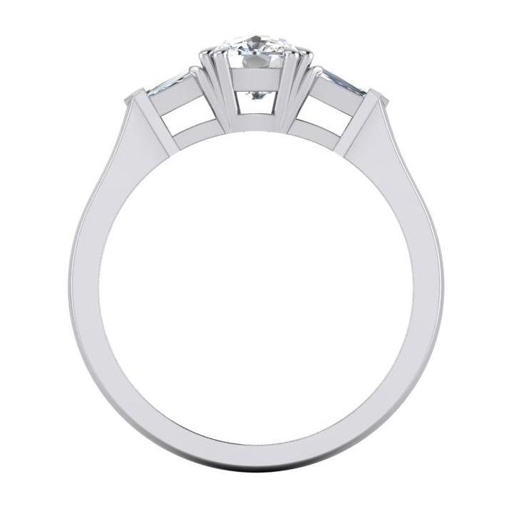 Three Stone Natural Diamond Anniversary Ring 1.65 Carat White Gold Jewelry