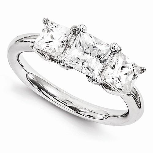 Three Stone Natural Diamond Engagement Ring 3.50 Carats White Gold 14K New