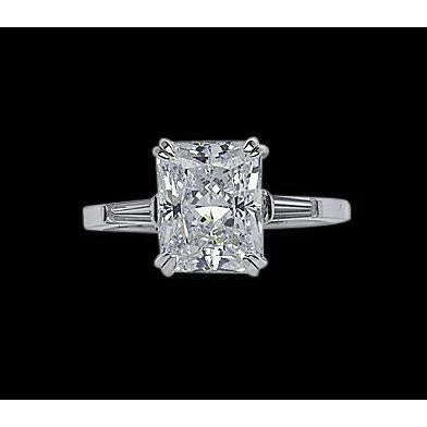 Three Stone Radiant Real Diamond Ring