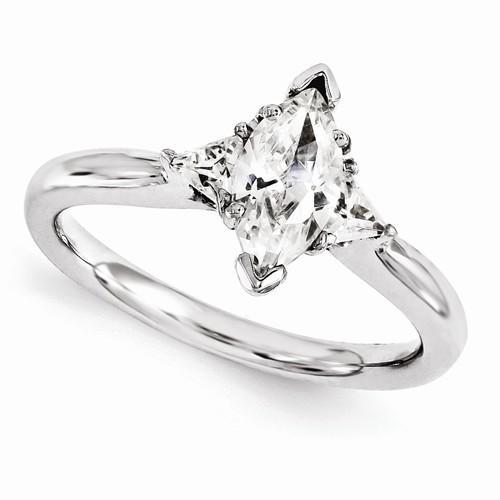 Three Stone Real Diamond Engagement Ring 1.30 Carats 14K White Gold