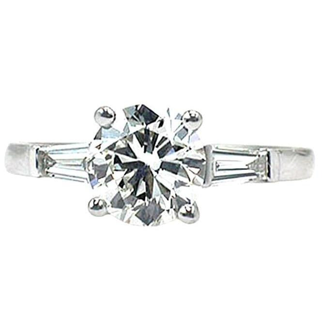 Three Stone Real Diamond Engagement Ring 2.11 Ct White Gold 14K - Three Stone Ring-harrychadent.ca