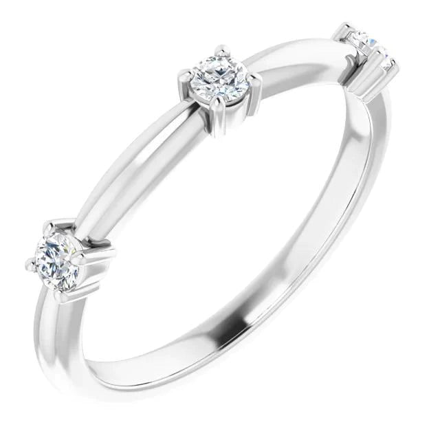 Three Stone Real Diamond Ring 0.90 Carats 14K White Gold Jewelry