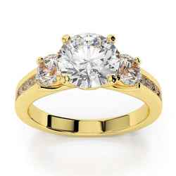 Three Stone Round Brilliant Cut 3.90 Carats Real Natural Earth Mined Diamond Anniversary Ring