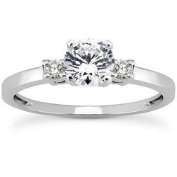 Three Stone Round Cut 2.50 Ct Real Natural Earth Mined Diamond Engagement Ring White Gold 14K