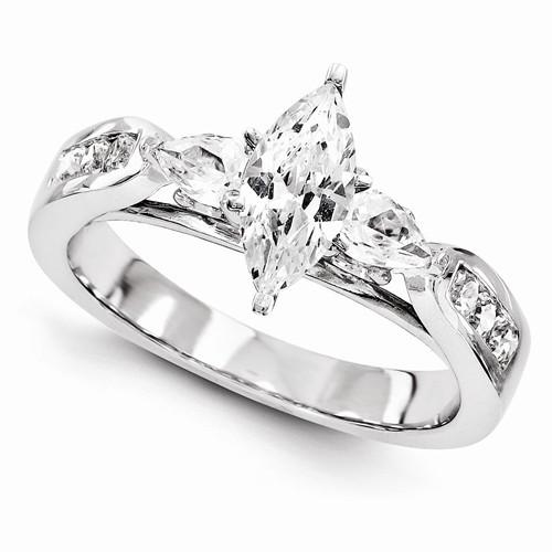 Three Stone Style Genuine Diamond Engagement Fancy Ring 1.58 Carats New