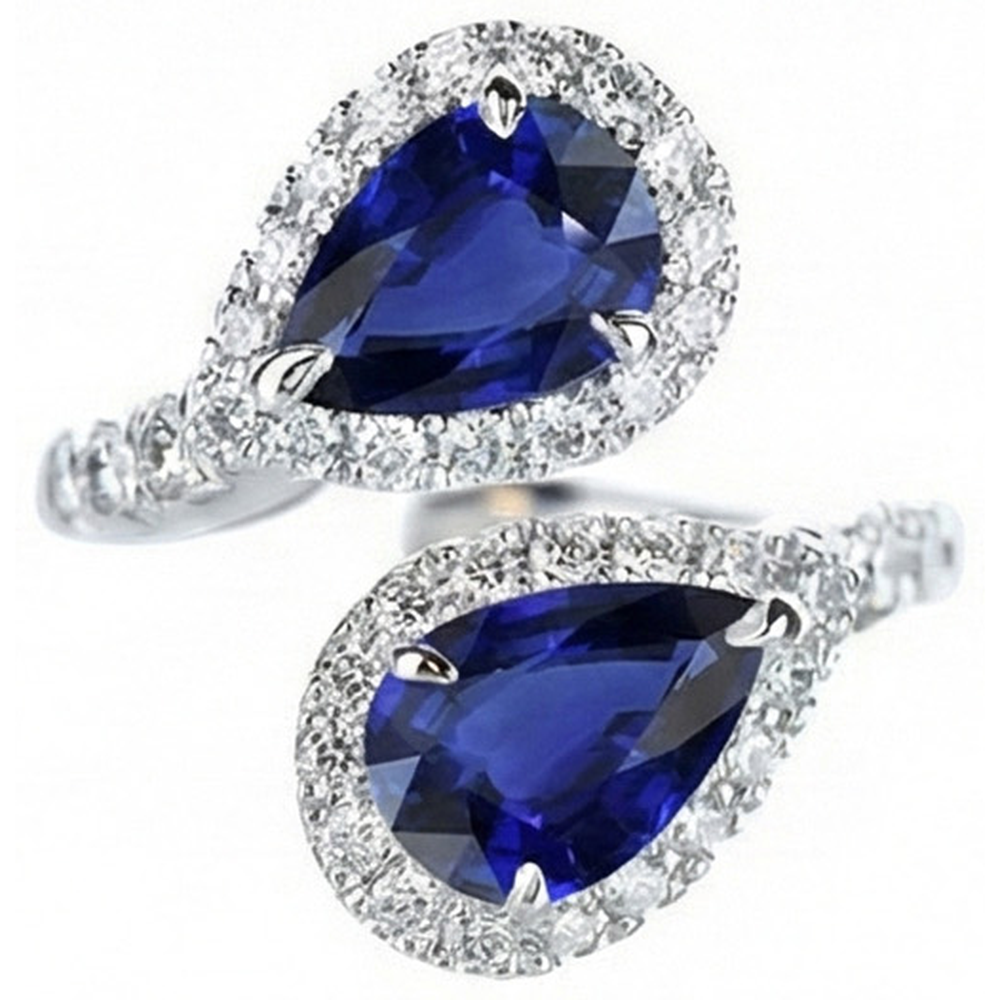 Toi Et Moi Ring Halo Sapphire Ring