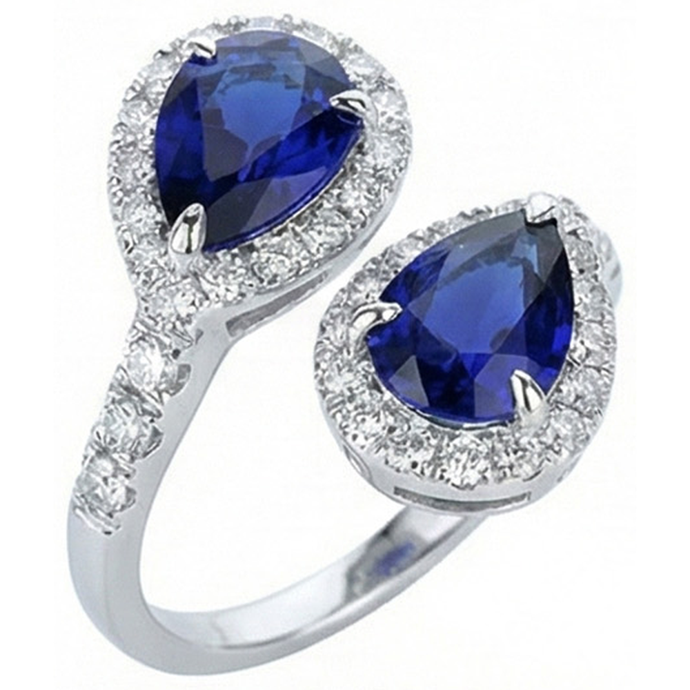 Toi Et Moi Ring Halo Sapphire Ring