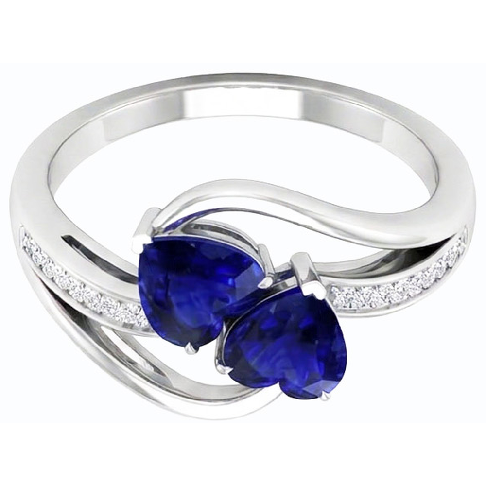 natural round sapphire 3.50ct ring front view