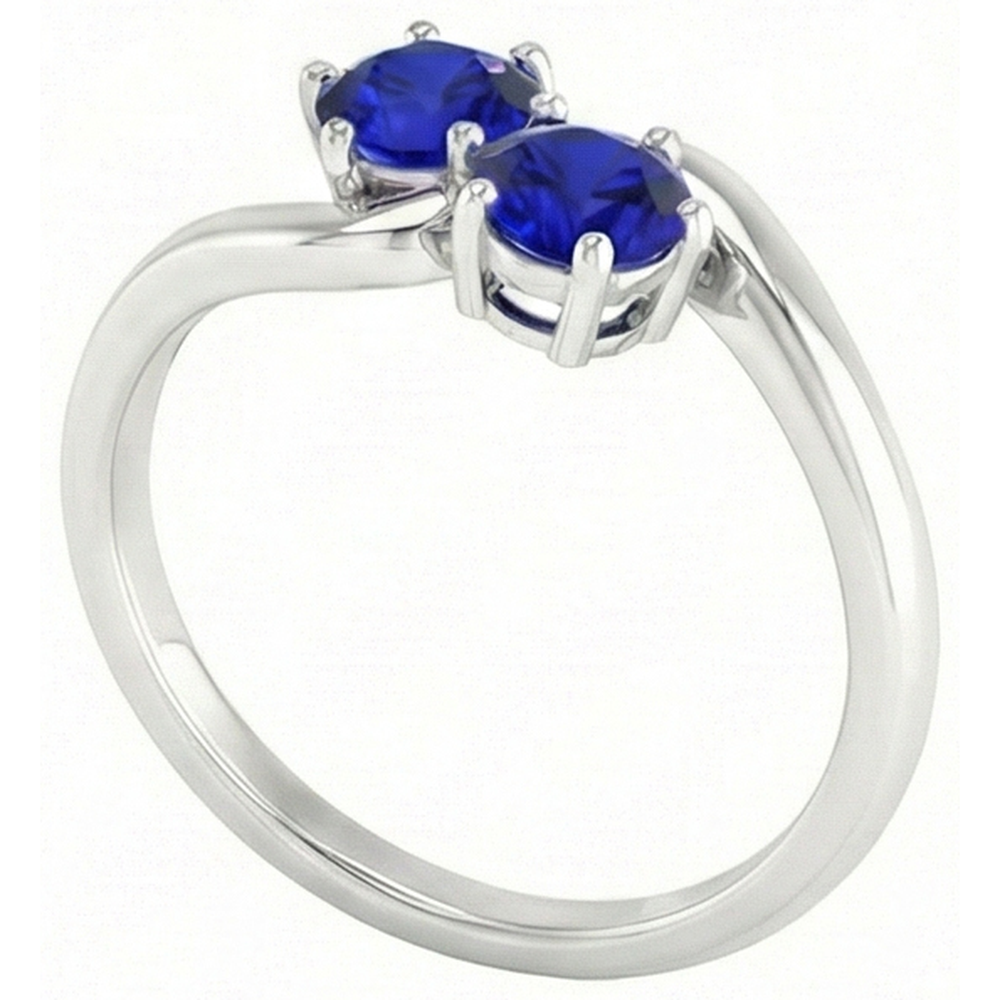 natural round sapphire 4ct ring on white background