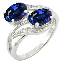 Toi et Moi Antique Style Oval Sri Lankan Sapphire Natural Earth Mined Diamond ( Not Lab Grown )  Ring 4.50 Ct