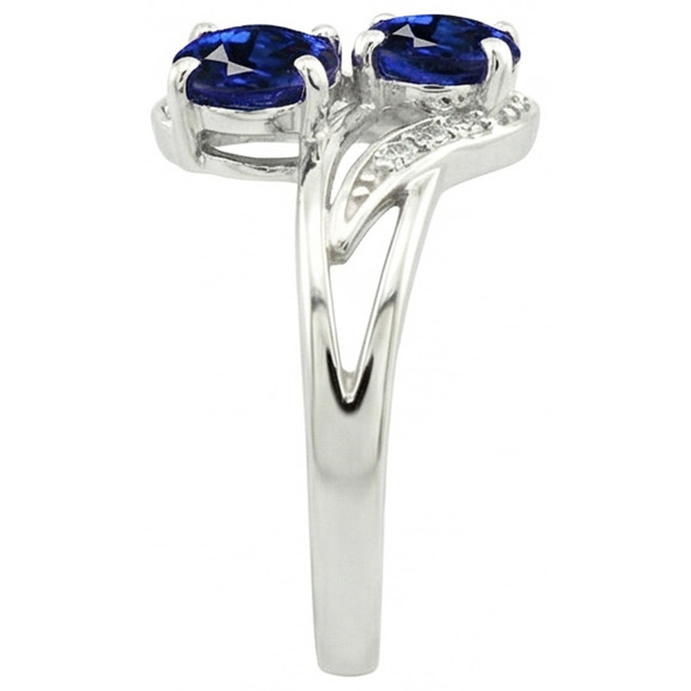 Toi et Moi Antique Style Oval Sri Lankan Sapphire Natural Earth Mined Diamond ( Not Lab Grown )  Ring 4.50 Ct