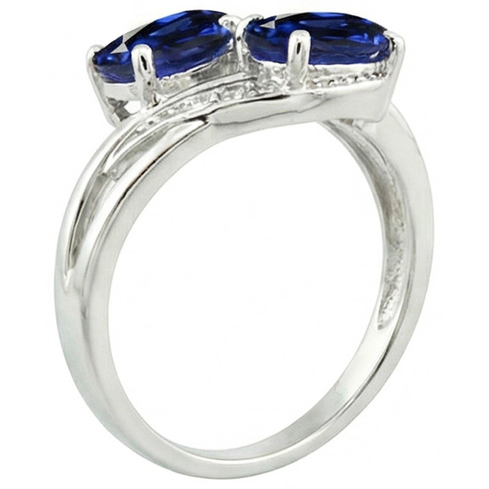 Toi et Moi Antique Style Oval Sri Lankan Sapphire Natural Earth Mined Diamond ( Not Lab Grown )  Ring 4.50 Ct