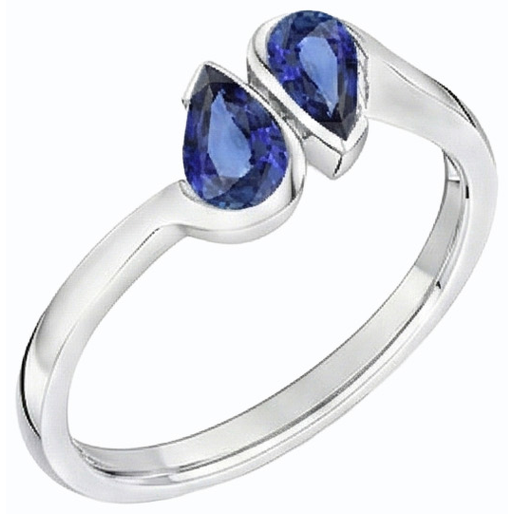 Toi et Moi Blue Sapphire Anniversary Ring 2 Stone Jewelry 2 Carats