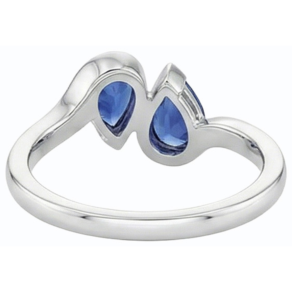 Toi et Moi Blue Sapphire Anniversary Ring 2 Stone Jewelry 2 Carats