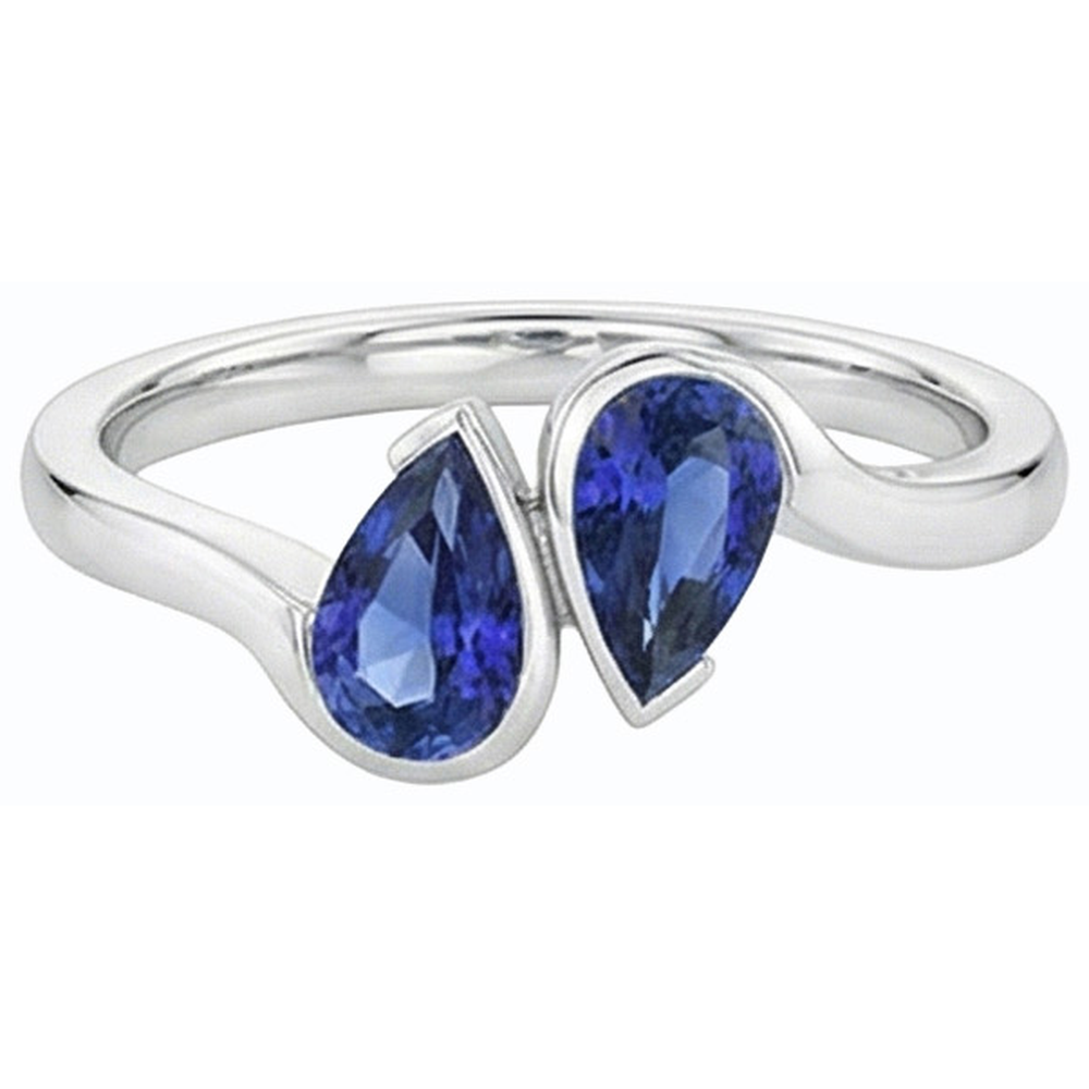 Toi et Moi Blue Sapphire Anniversary Ring 2 Stone Jewelry 2 Carats