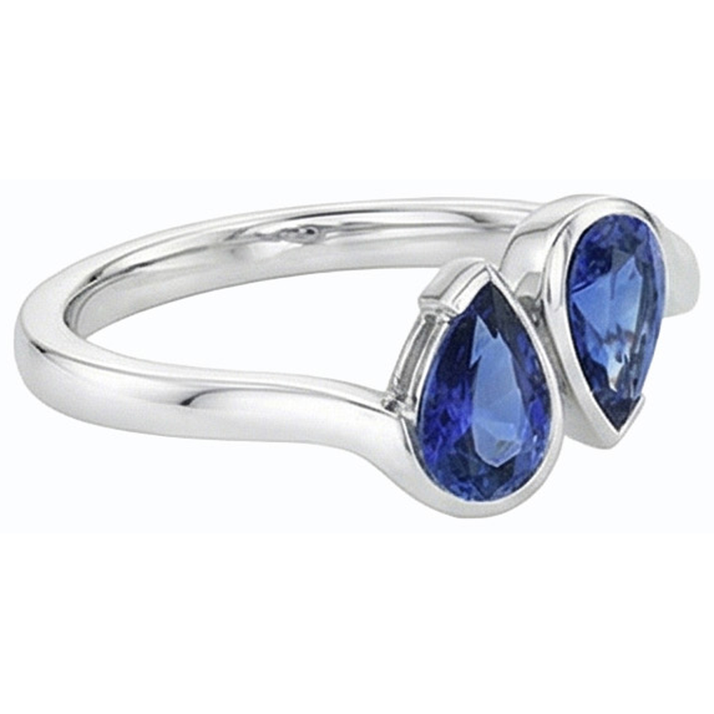 Toi et Moi Blue Sapphire Anniversary Ring 2 Stone Jewelry 2 Carats