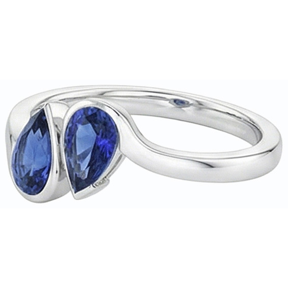 Toi et Moi Blue Sapphire Anniversary Ring 2 Stone Jewelry 2 Carats