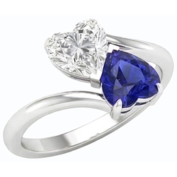 Natural Sapphire Ring 3ct - White Gold 14K