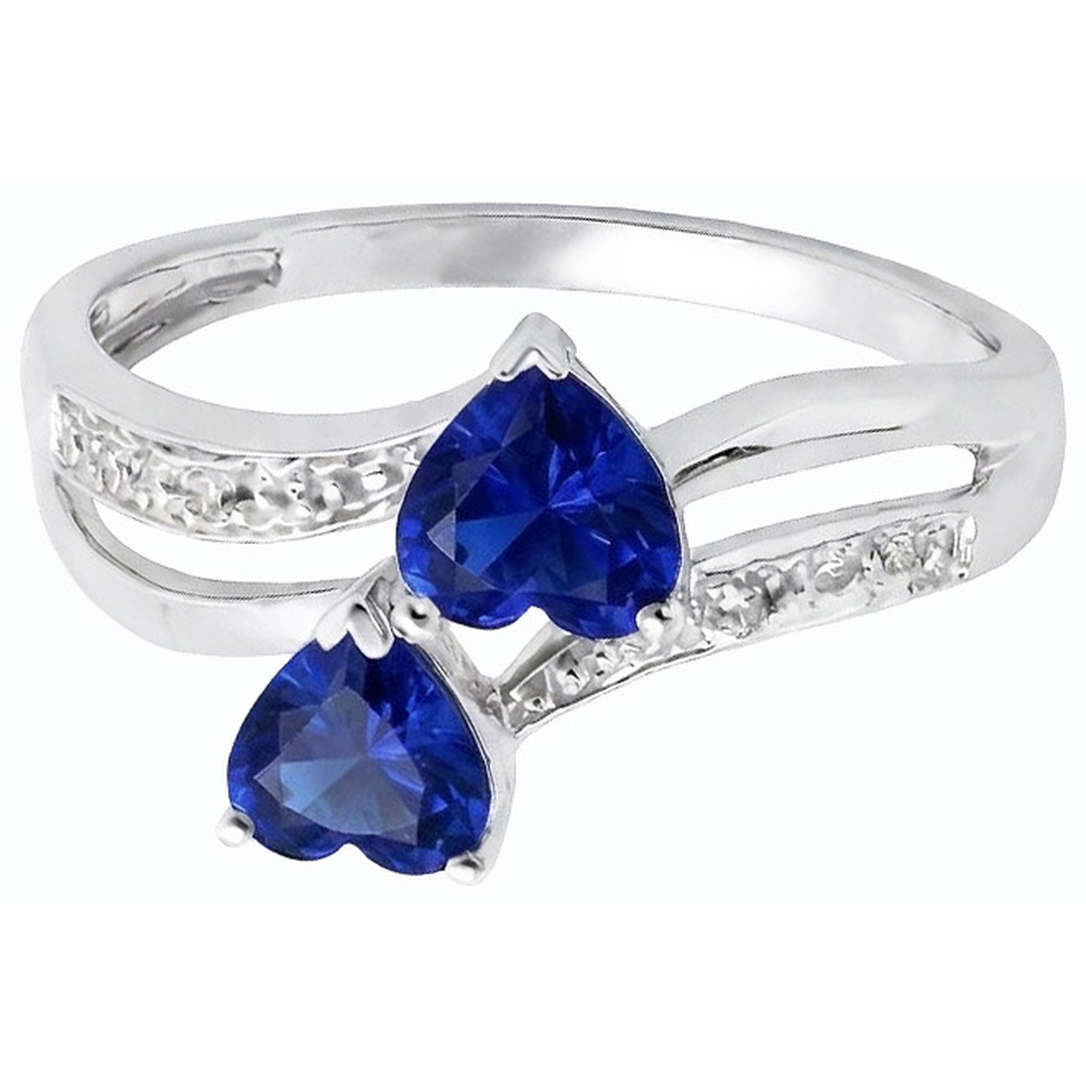 Toi et Moi Heart Gemstone Ceylon Sapphire Natural Earth Mined Diamond ( Not Lab Grown ) Ring 3.50 Carats