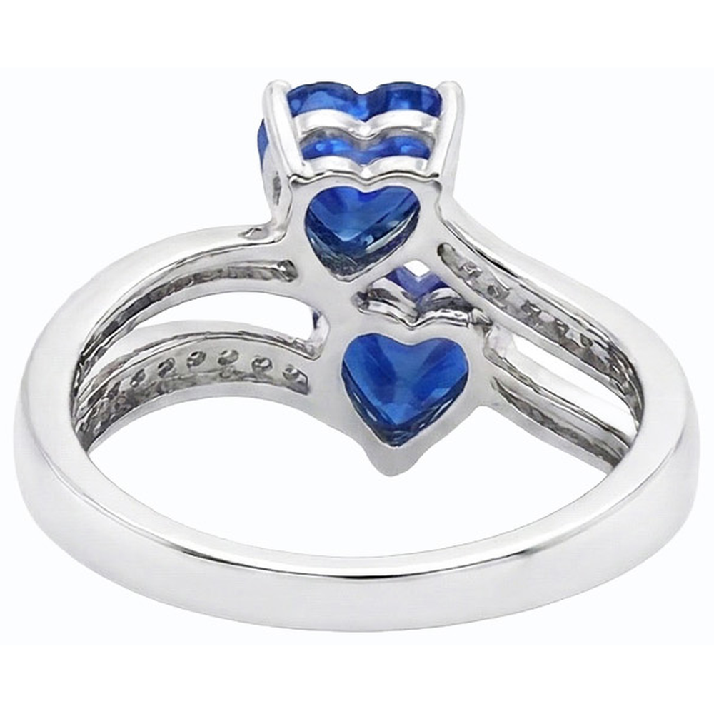 Toi et Moi Heart Gemstone Ceylon Sapphire Natural Earth Mined Diamond ( Not Lab Grown ) Ring 3.50 Carats