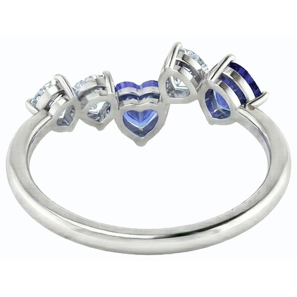 Toi et Moi Heart Natural Earth Mined Diamond ( Not Lab Grown ) & Sapphire Ring 3.50 Carats Women Jewelry