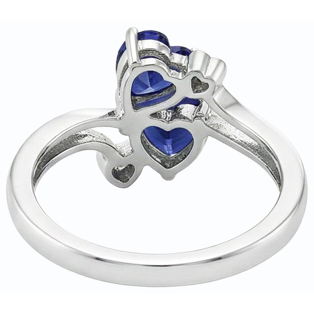Toi et Moi Natural Earth Mined Diamond ( Not Lab Grown ) Anniversary Blue Heart Sapphire Ring 3.25 Carats