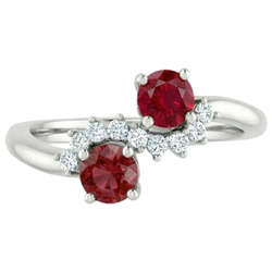 Toi et Moi Natural Earth Mined Diamond ( Not Lab Grown ) Ruby Ring 1.18 Carats Women White Gold 14K Jewelry