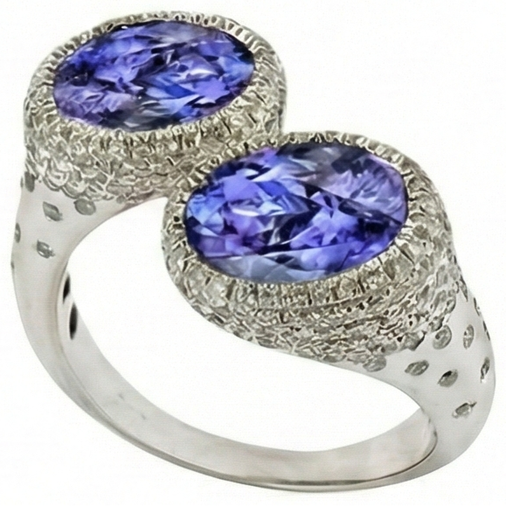 natural round tanzanite 5.50ct ring side angle