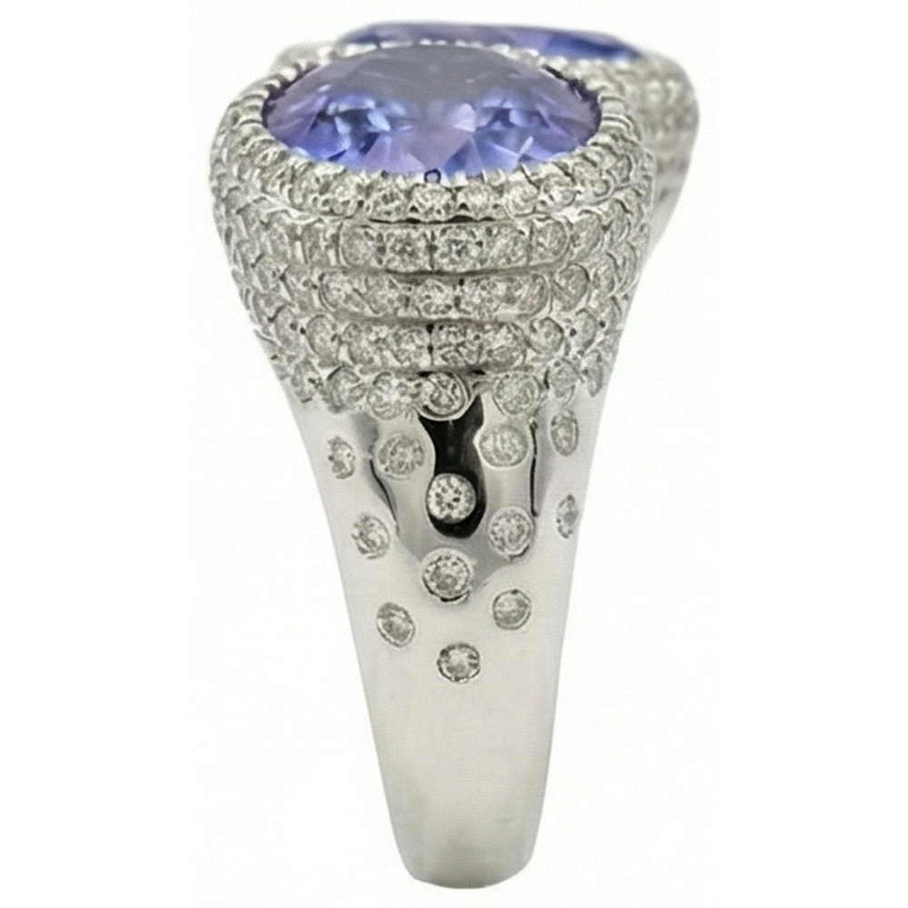 natural round tanzanite 5.50ct ring top view
