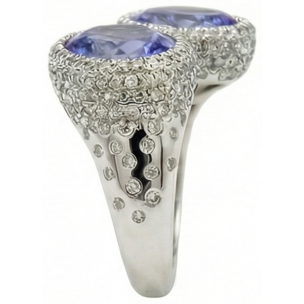 natural round tanzanite 5.50ct ring profile view