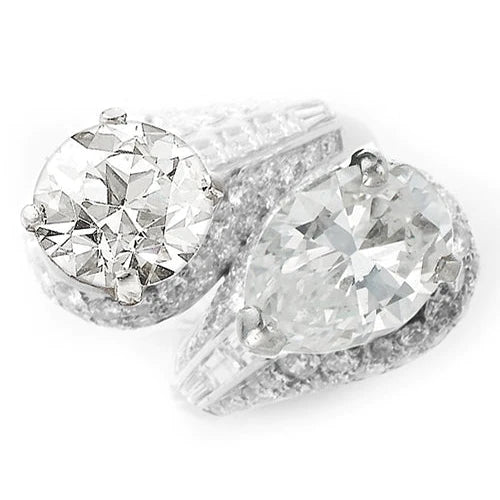 Toi Et Moi Designer Engagement Ring Pear & Round Natural Diamonds - Engagement Ring-harrychadent.ca