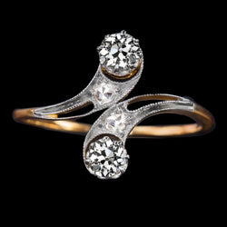 Toi Et Moi Old Miner Real Natural Earth Mined Diamond Vintage Style Wedding Ring 2.50 Carats